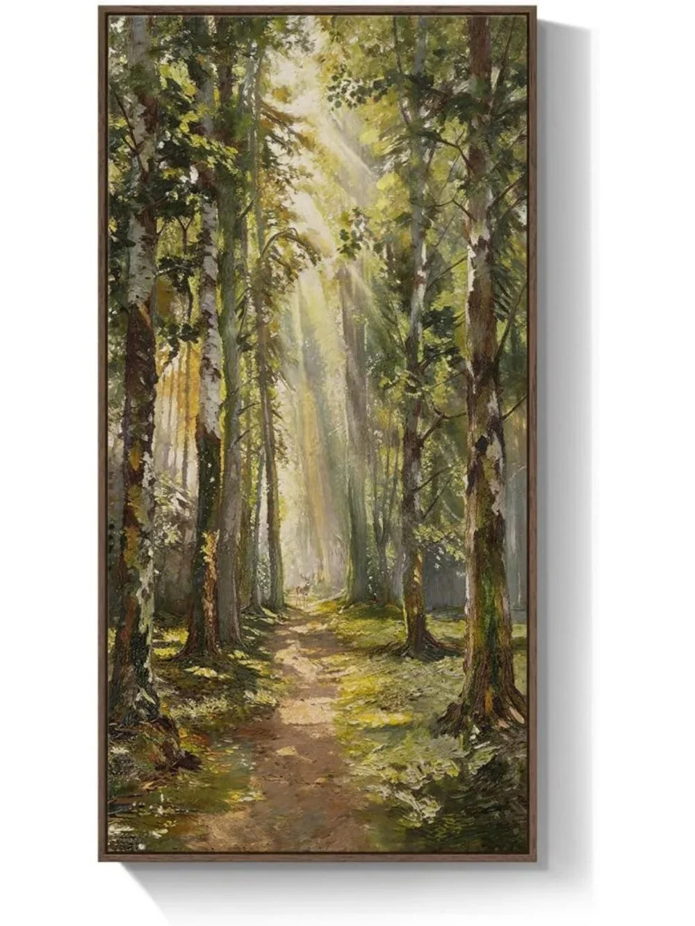 Vintage Forest Landscape Framed Wall Art - Vertical 20x40 In for Living Room